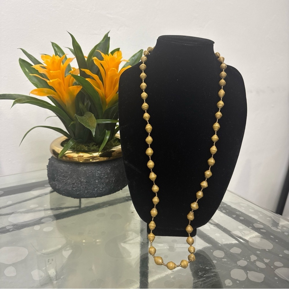 Elegant Gold Beaded Long Necklace for Women